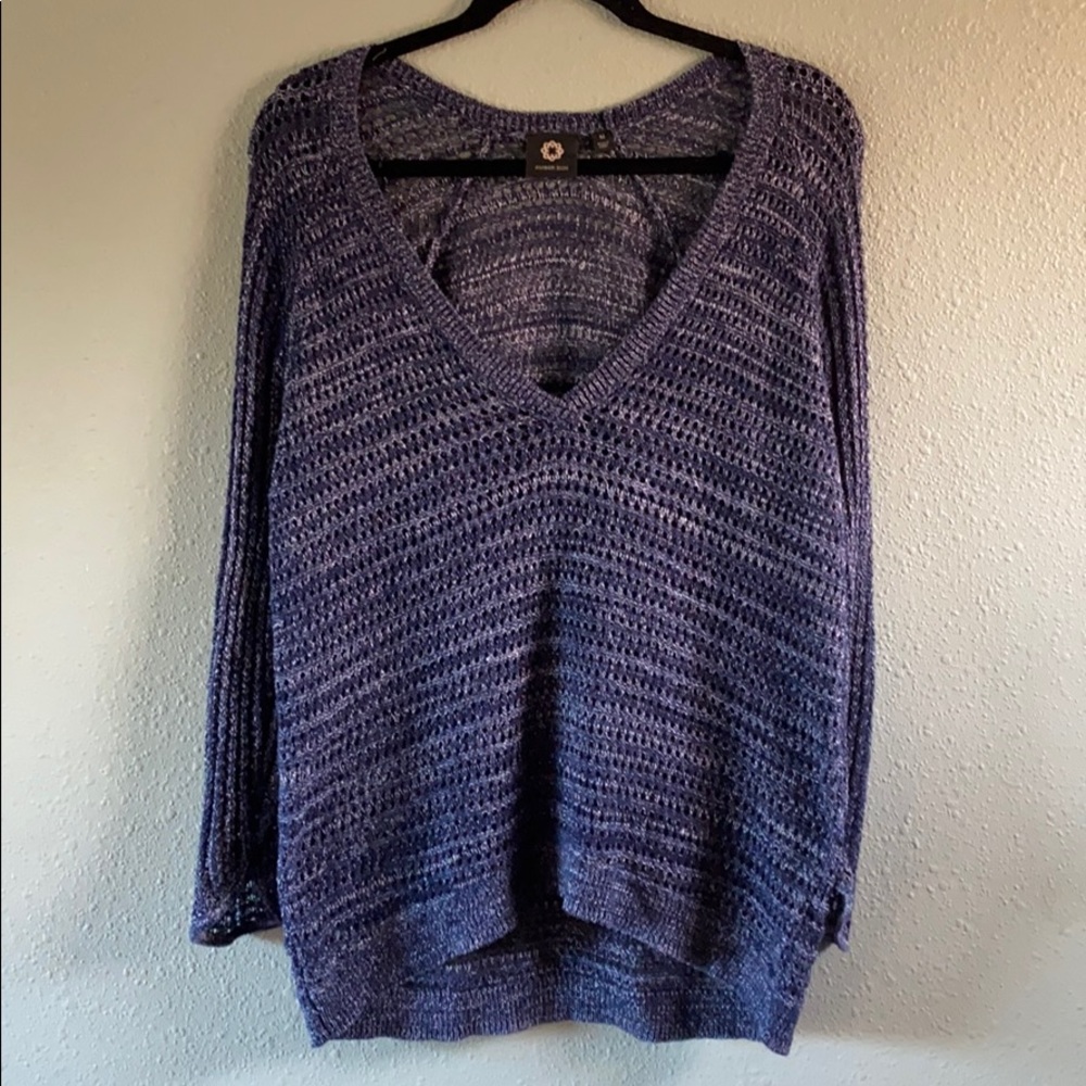 Amber sun oversized open knit sweater sz M blue